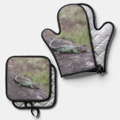 Echse Ofenhandschuh & Topflappen-Set (Vorderseite/Rückseite)