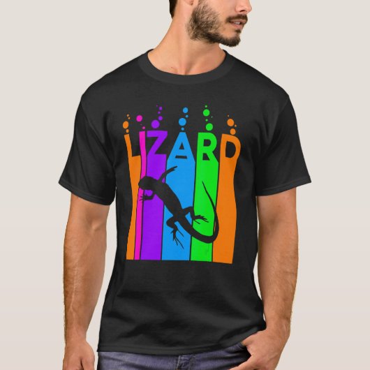 Echse Tier Regenbogen Blase Mit Silhouette T-Shirt (Vorderseite)