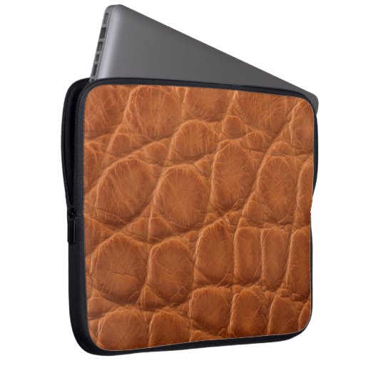 echt braune Bräuner-Ledertextur, Laptopschutzhülle (Vorne Rechts)