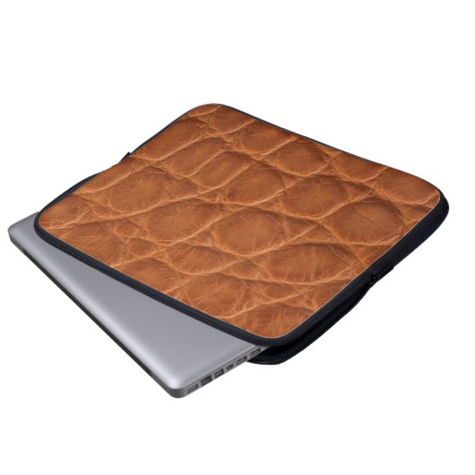 echt braune Bräuner-Ledertextur, Laptopschutzhülle (Vorne Knopf)