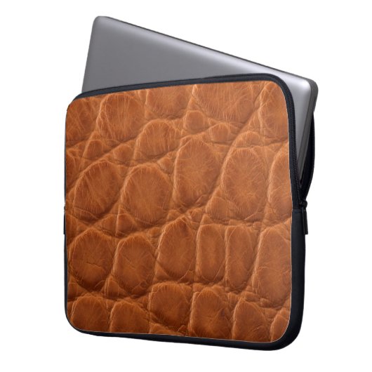 echt braune Bräuner-Ledertextur, Laptopschutzhülle (Vorderseite Links)