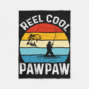 Echt coole Pawpaw-Angeln Fischer Lustig Retro Pfot Fleecedecke