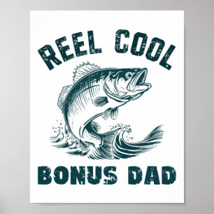 Echt cooler Bonus-Vater-Angler im Vintage-Stil Sti Poster