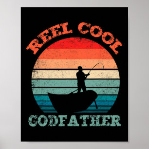 Echt cooler Gottvater-Angeln Lustig Vintage Retro Poster