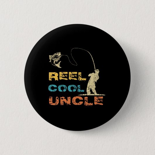 Echt cooler Onkel Angler Vintage Vatertag Fis Button (Vorderseite)