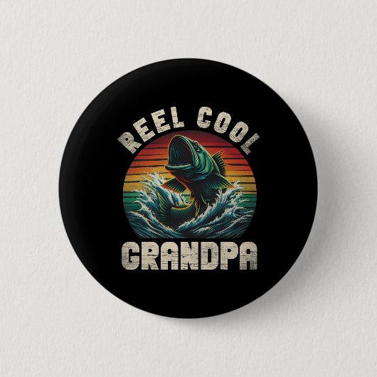 Echt cooler Opa Angelopa Vatertag Fisch Button (Vorderseite)