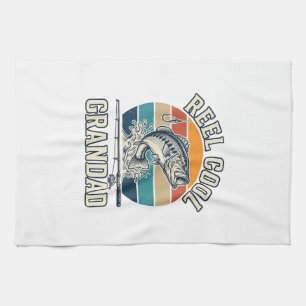 Echt cooler Opa Angler Vintage Sonnenuntergang Shi Geschirrtuch