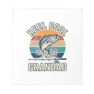 Echt cooler Opa-Angler Vintage-Sonnenuntergang-Shi Notizblock