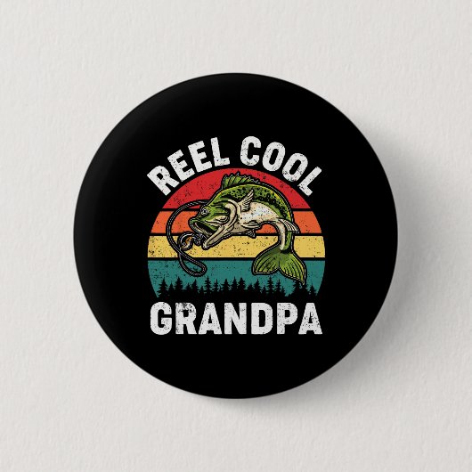 Echt cooler Opa Vatertag Angel-Shirt Lustig  Button (Vorderseite)