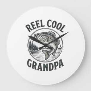 Echt cooler Opa Vintage-Angeln Bass-Shirt-Design Große Wanduhr