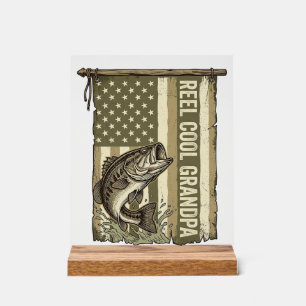 Echt cooler Opa Vintage-Bass-Angler-Shirt-Design Acrylschild