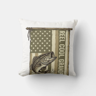 Echt cooler Opa Vintage-Bassfishing-Shirt-Design Kissen