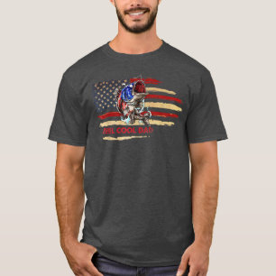 Echt cooler Papa-Angeln Patriotic Day-Flagge T-Shirt