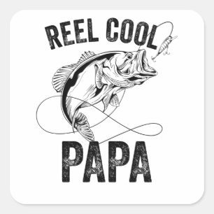 Echt cooler Papa Vatertag-Angler-Geschenk Fischer Quadratischer Aufkleber
