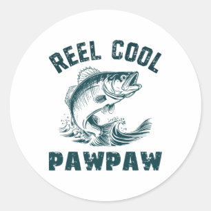 Echt cooler Pawpaw-Angler-Opa im Vintage-Stil Pfot Runder Aufkleber