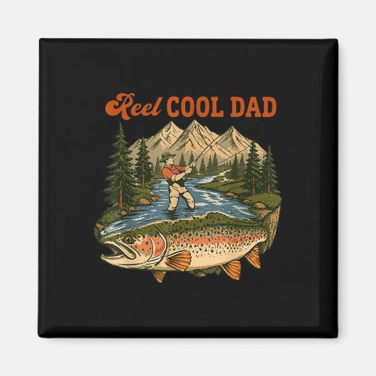 Echt cooler Vater Angler Forelle Berglandschaft Magnet (Vorne)