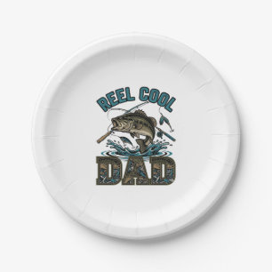 Echt cooler Vater Bassangeln Vintage Vektor Design Pappteller
