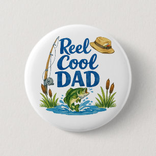 Echt cooler Vater lustiger Angelwitz Wasserfarbenk Button