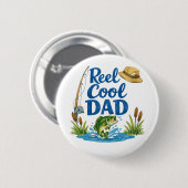 Echt cooler Vater lustiger Angelwitz Wasserfarbenk Button (Vorne & Hinten)