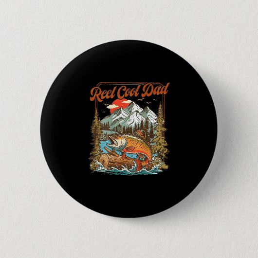 Echt cooler Vater lustiger Angler Regenbogen Fisch Button (Vorderseite)