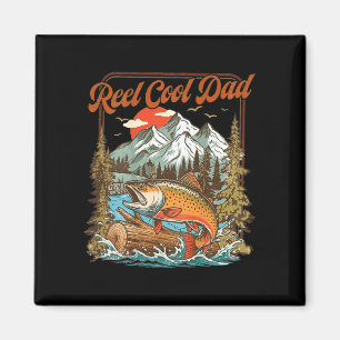 Echt cooler Vater lustiger Angler Regenbogen Fisch Magnet