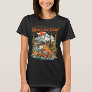 Echt cooler Vater lustiger Angler Regenbogen Fisch T-Shirt