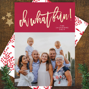 ECHT GOLD Was für ein Spaß ROT Magenta Weihnachtsf Folien Feiertagskarte