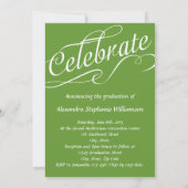 Echt grüner W/Wirbler Script Celebrate Abschluss Einladung (Rückseite)