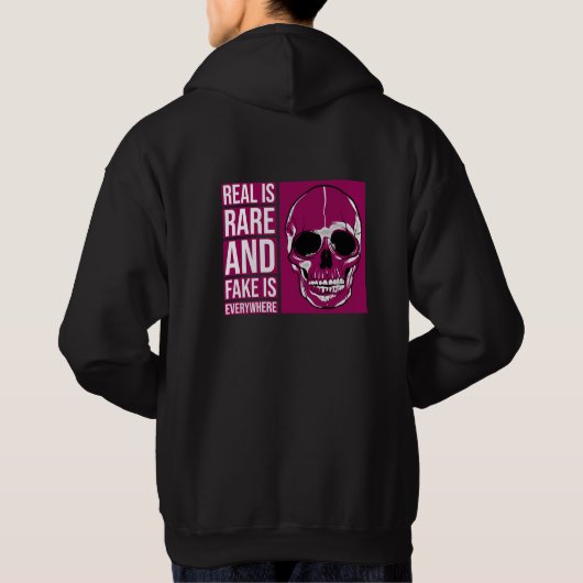 Echt ist selten und Fake überall ist Design Hoodie (Rückseite)