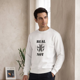 ECHT NICHT Surrealist Split-Maske Feine Linie Weiß Sweatshirt