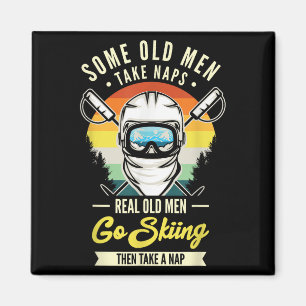 Echte alte Männer Skifahren Funny Ski Lovers Retro Magnet