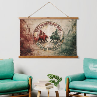 Echte Angst ist nicht das Versagen Vintage Bull Be Wandteppich Mit Holzrahmen