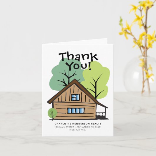 Echte Anwesen Client Gezeichnet Vielen Dank Karte (Gelbe Blume)