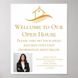 Echte Anwesen Company Gold Logo Open House Willkom Poster