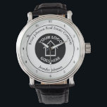 Echte Anwesen-Firma hinzufügen Sie Ihr Logo benutz Armbanduhr<br><div class="desc">Diese schicke,  kundenspezifische Uhr ist personalisiert mit dem Logo Ihres Immobilienunternehmens in der Mitte. Fügen Sie Ihrem Anwesen Firmennamen und Agent zu diesem modernen Design für ein stilvolles,  individuelles Armbanduhr-Geschenk hinzu.</div>
