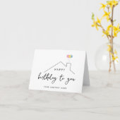 Echte Anwesen Happy Birthday House Balloons Karte (Gelbe Blume)