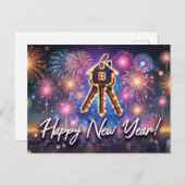 Echte Anwesen Postkarte - Frohes Neues Jahr (Vorne/Hinten)