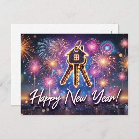 Echte Anwesen Postkarte - Frohes Neues Jahr (Vorne/Hinten)