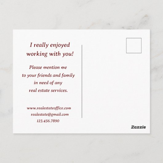 Echte Anwesen Vielen Dank für Ihr Business Referen Postkarte (Rückseite)