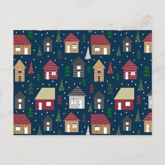 Echte Anwesen Weihnachts-Haus-Pattern Urlaub Postkarte (Vorderseite)
