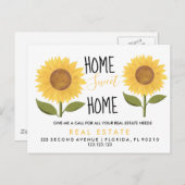 echte Anwesen Zuhause Süßblüten Zuhause Sonnenblum Ankündigungspostkarte (Vorne/Hinten)