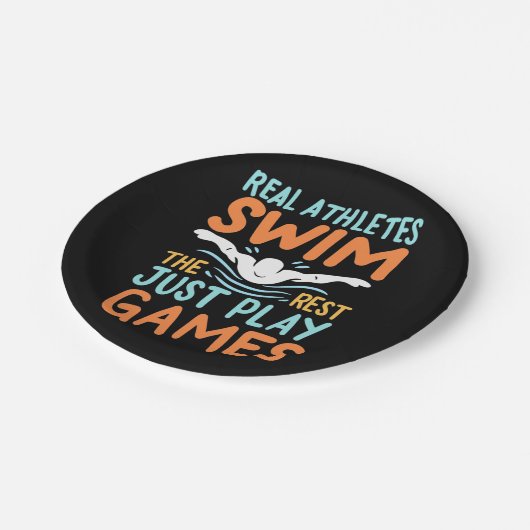 Echte Athleten Swim Pappteller (Schrägansicht)