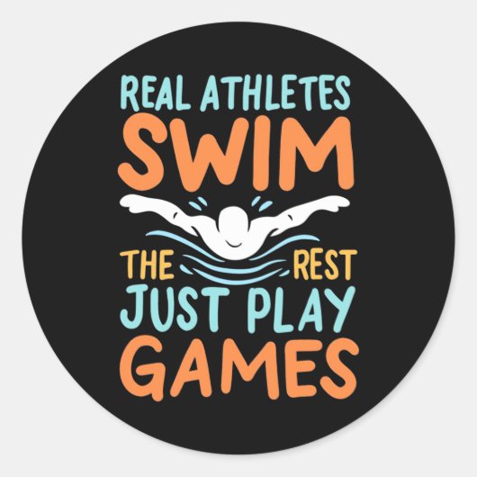 Echte Athleten Swim Runder Aufkleber (Vorderseite)