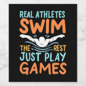 Echte Athleten Swim Weinetikett (Einzelnes Label)