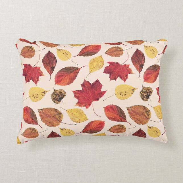 Echte Blätter Foto, einzigartiges nahtloses Muster Dekokissen (Vorderseite)