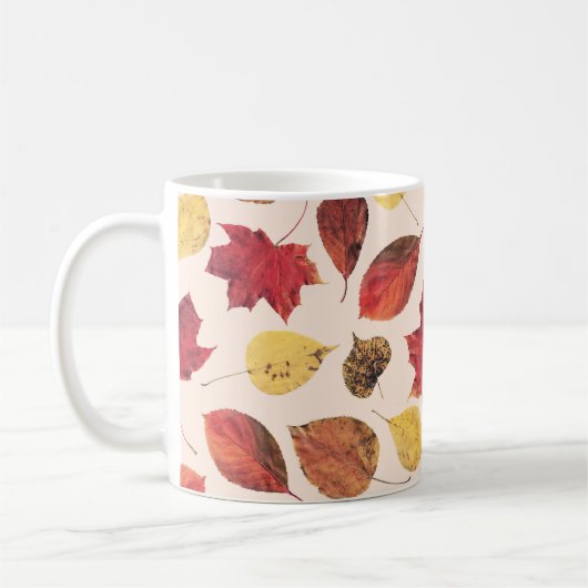 Echte Blätter Foto, einzigartiges nahtloses Muster Kaffeetasse (Links)