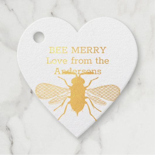 Echte Foil Honey Bee Frohe Weihnachtsgeschenke Fav Geschenkanhänger (Vorderseite)