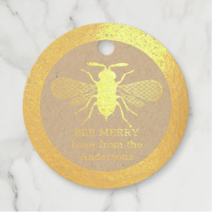 Echte Foil Honey Bee Frohe Weihnachtsgeschenke Fav Geschenkanhänger