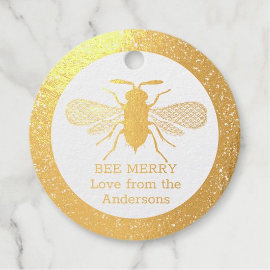 Echte Foil Honey Bee Frohe Weihnachtsgeschenke Fav Geschenkanhänger (Vorderseite)