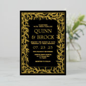 Echte Foil Minimal Leaf Gold Foliage Hochzeit Folieneinladung (Stehend vorne)